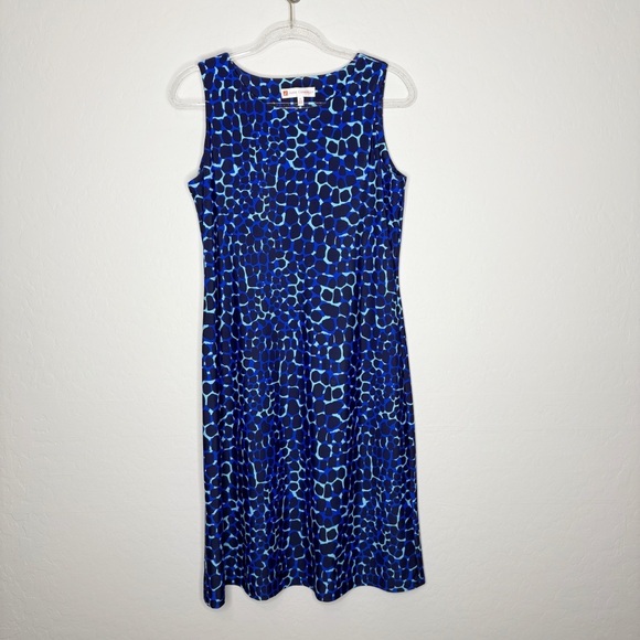 Jude Connally Beth Shift Dress Blue Abstract Pebble Print Size Medium Sleeveless - Picture 1 of 7